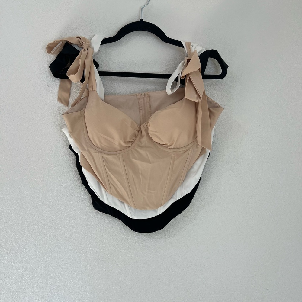 Stylish Beige, White, and Black Tops